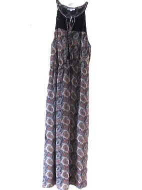 DR2 Dress Sleeveless Elastic Waist Maxi Parsley print Sz M